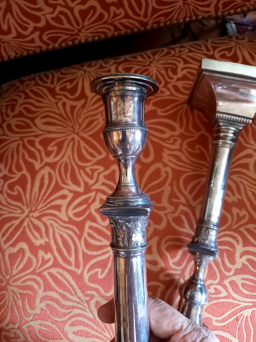 Pair Of Early 19th-century Silver-plated Candlesticks -photo-4