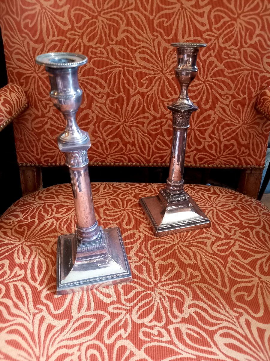 Pair Of Early 19th-century Silver-plated Candlesticks 