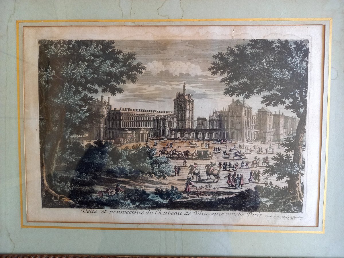 Gravure XVIIE . Vue du château de Vincennes -photo-2