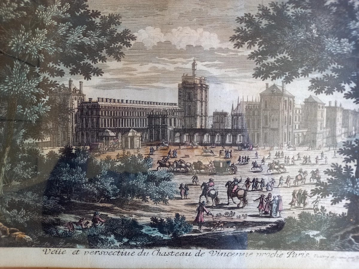 Gravure XVIIE . Vue du château de Vincennes -photo-3