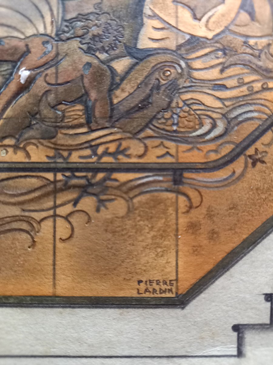 Around 1930. Pierre Lardin. Design For A Decorative Staircase Mirror For An Ocean Liner -photo-1