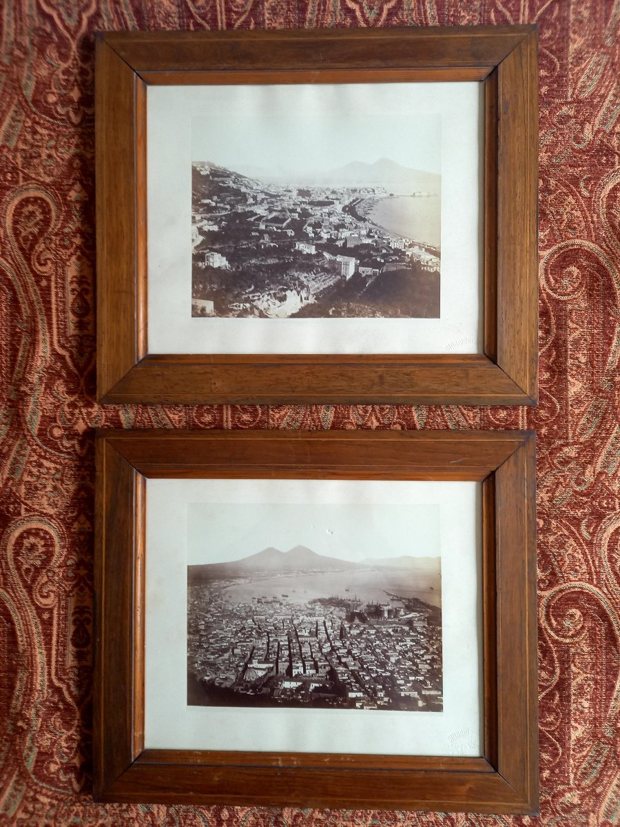 Paire de photographies XIXe, la baie de Naples,  par les studios Giorgio Sommer