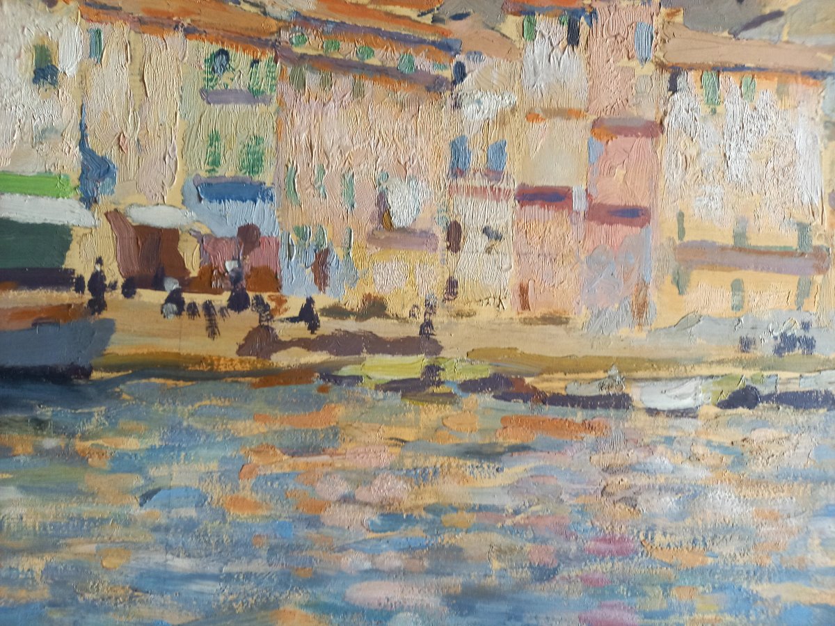 Henri Marchal.  Vers 1930 . Vue du port de Villefranche sur mer-photo-3