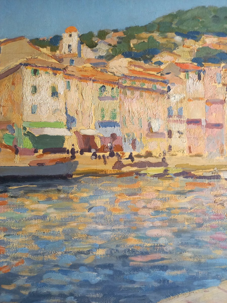 Henri Marchal.  Vers 1930 . Vue du port de Villefranche sur mer-photo-1