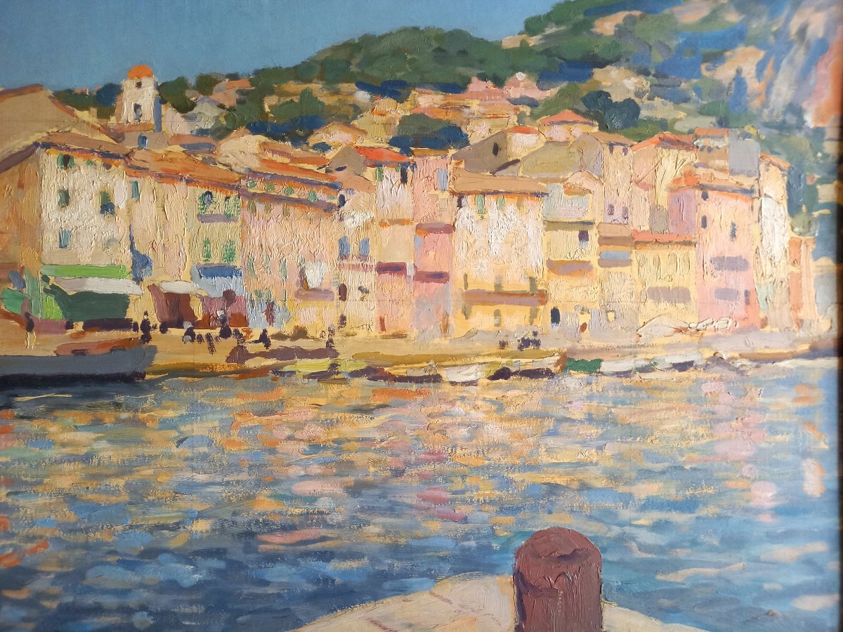 Henri Marchal.  Vers 1930 . Vue du port de Villefranche sur mer