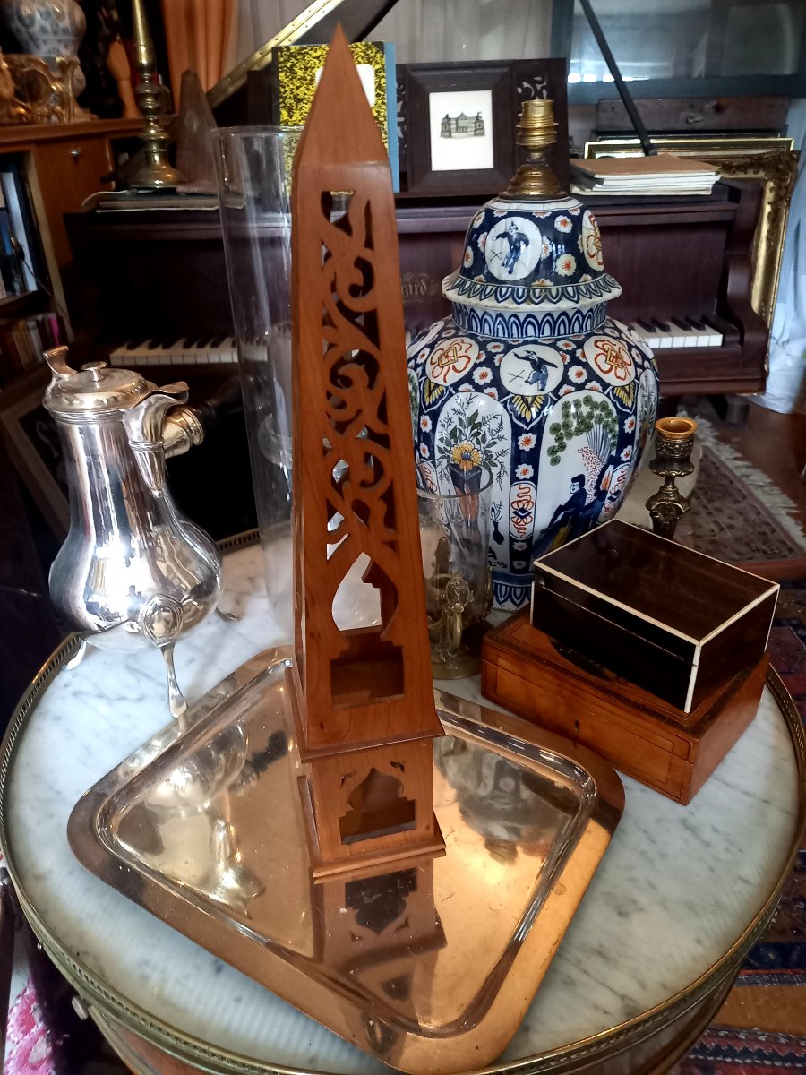 Openwork Wooden Obelisk. 19th-century Work 
