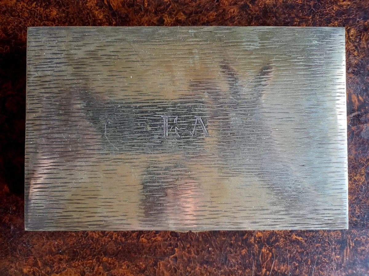 Boite à cigarette en alpaca (imitant le métal argenté) vers 1920-photo-2