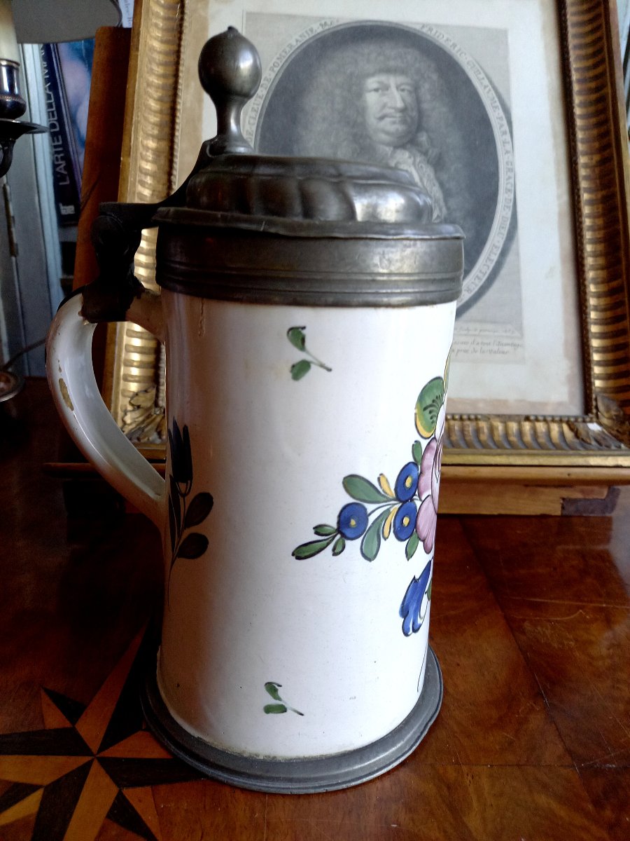 18th Century: Tankar Or Mug, Ottingen Earthenware With A Pewter Rim -photo-2