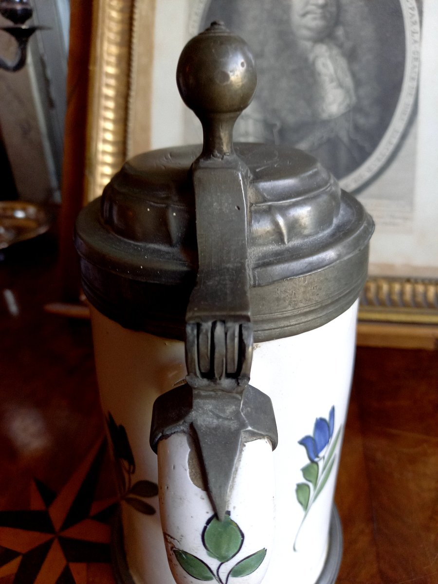 18th Century: Tankar Or Mug, Ottingen Earthenware With A Pewter Rim -photo-3