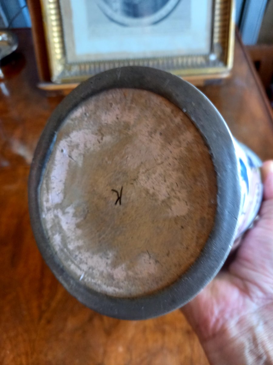 18th Century: Tankar Or Mug, Ottingen Earthenware With A Pewter Rim -photo-2