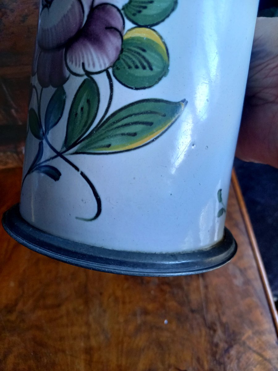 18th Century: Tankar Or Mug, Ottingen Earthenware With A Pewter Rim -photo-4