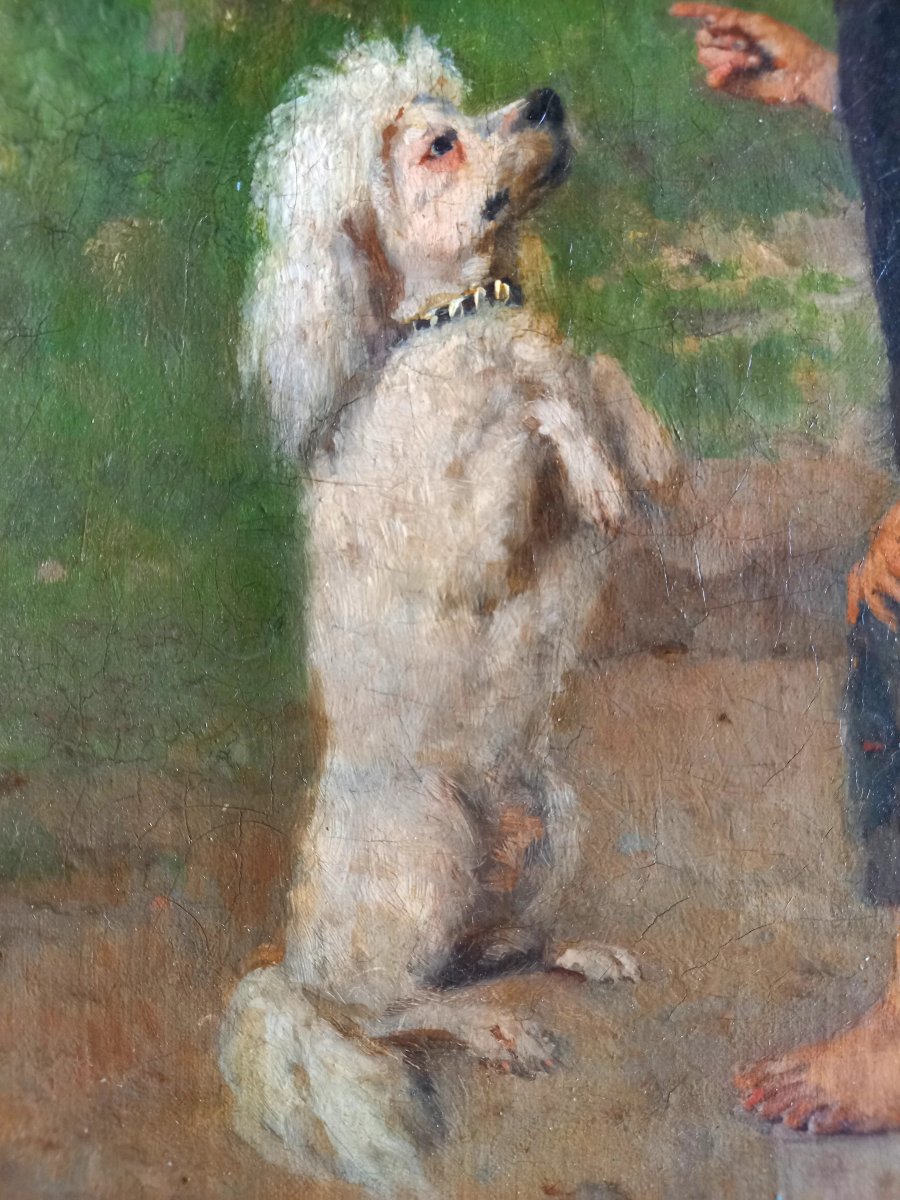 Oil On Canvas, Late 19th Century: "show Off!"-photo-4
