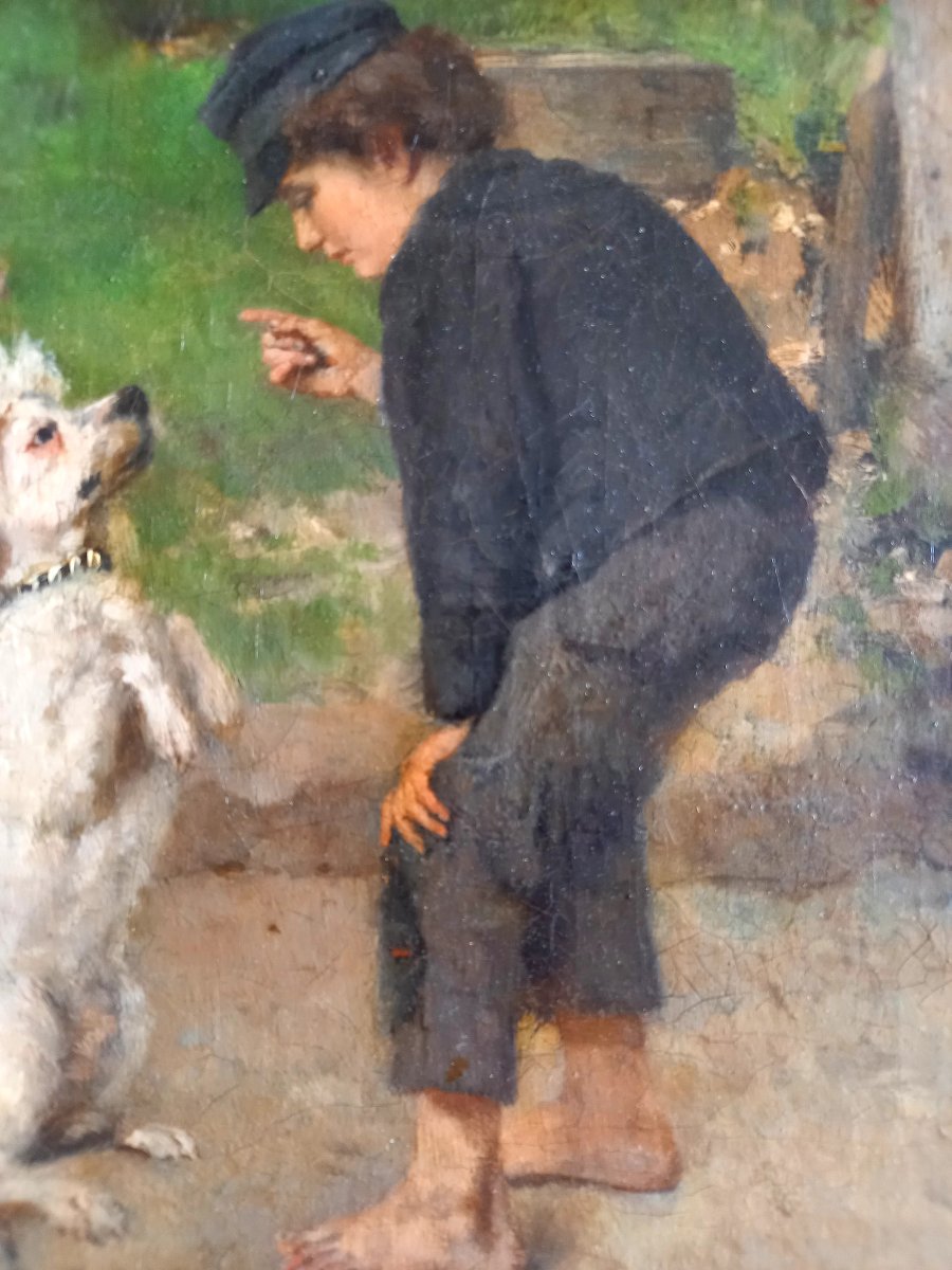 Oil On Canvas, Late 19th Century: "show Off!"-photo-1