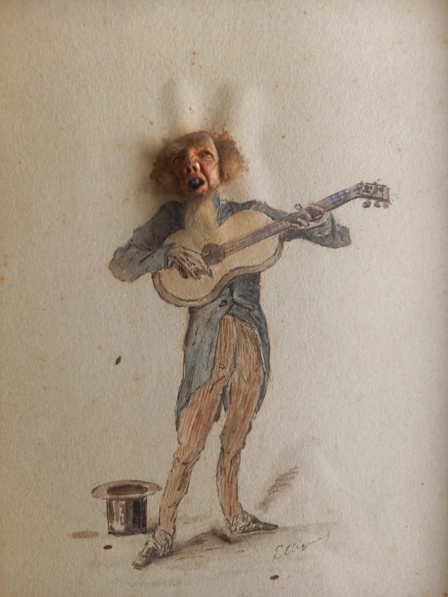 Caricature en relief milieu XIXE : trogne de mendiant 1/-photo-3