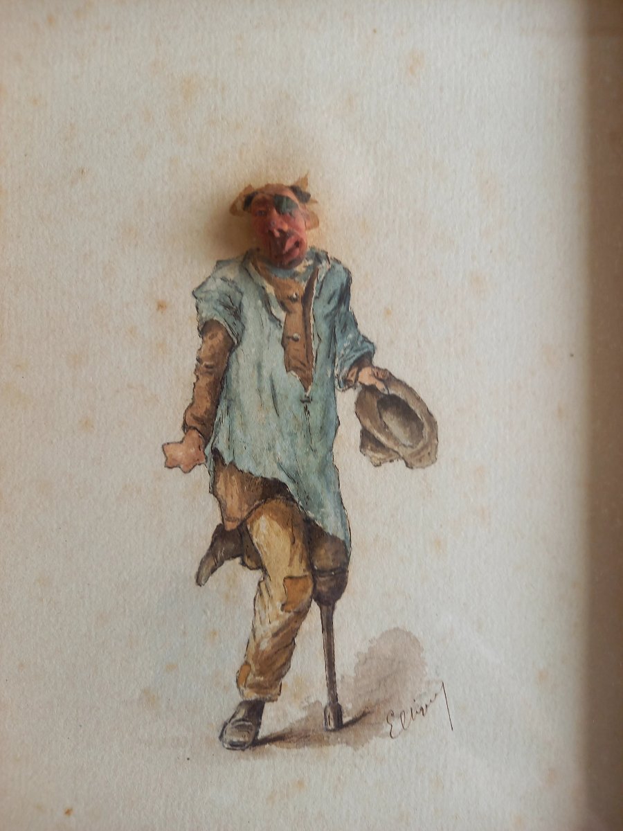 Caricature en relief milieu XIXE : trogne de mendiant 1/-photo-2
