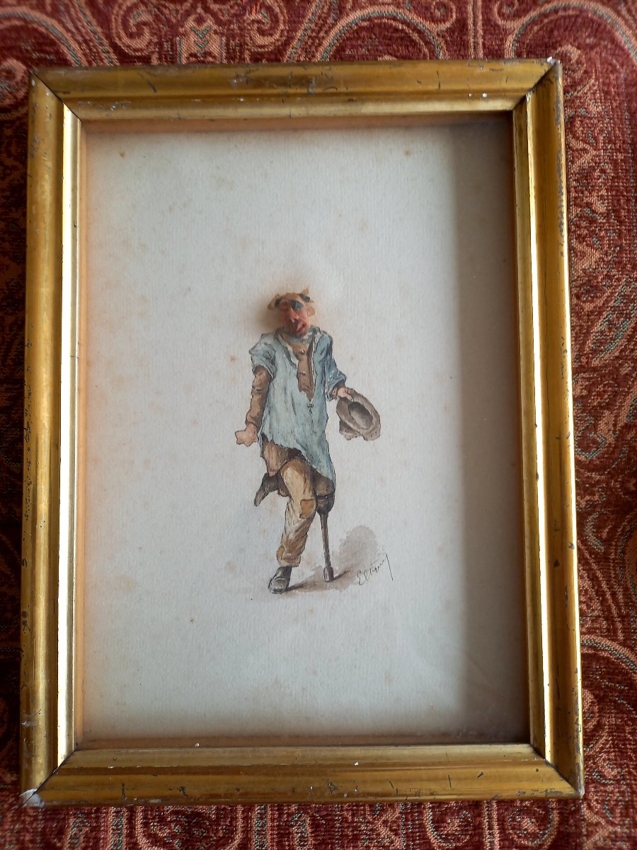 Caricature en relief milieu XIXE : trogne de mendiant 1/-photo-3