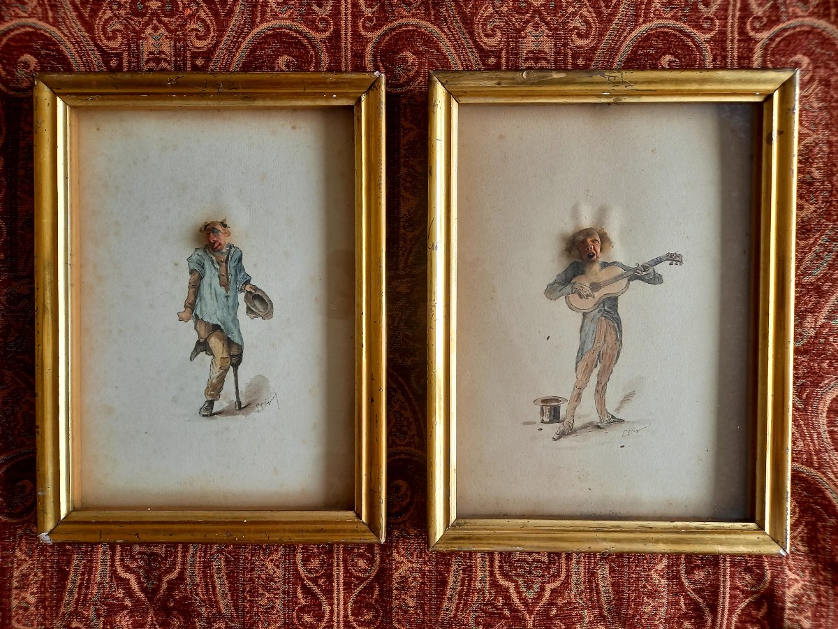 Caricature en relief milieu XIXE : trogne de mendiant 1/-photo-2