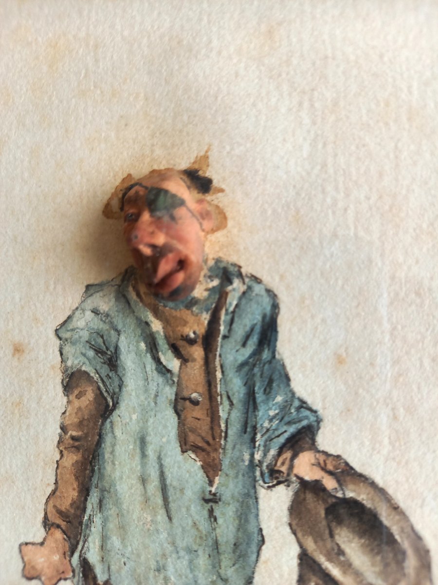 Caricature en relief milieu XIXE : trogne de mendiant 1/