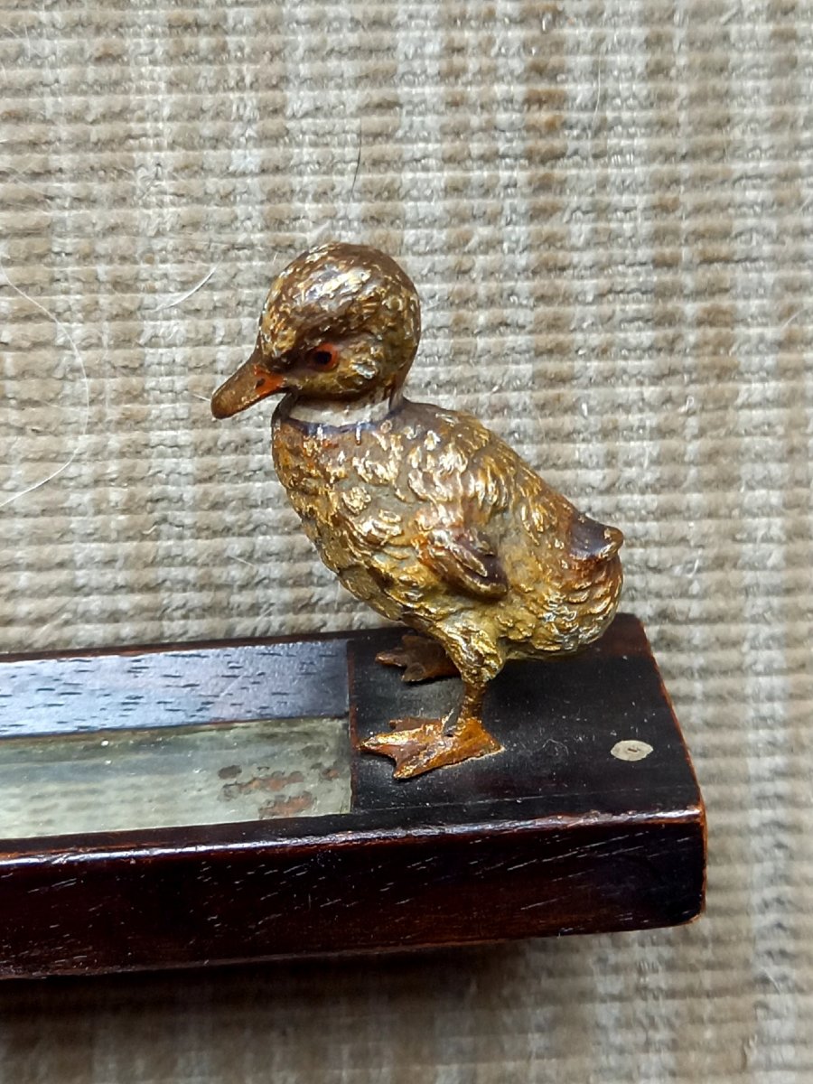 Circa 1900. "la Mare Au Canard" Pencil Holder, Bronzes De Vienne -photo-3