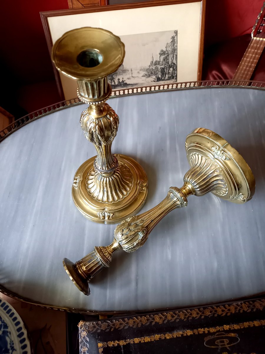 Pair Of Louis XVI-style Candlesticks. Made In The 19th Century -photo-2