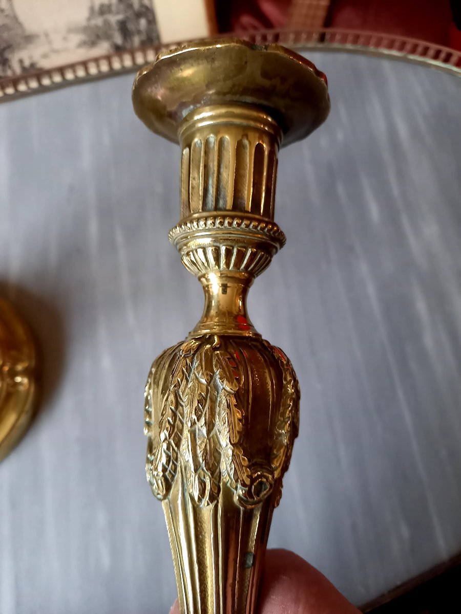 Pair Of Louis XVI-style Candlesticks. Made In The 19th Century -photo-4