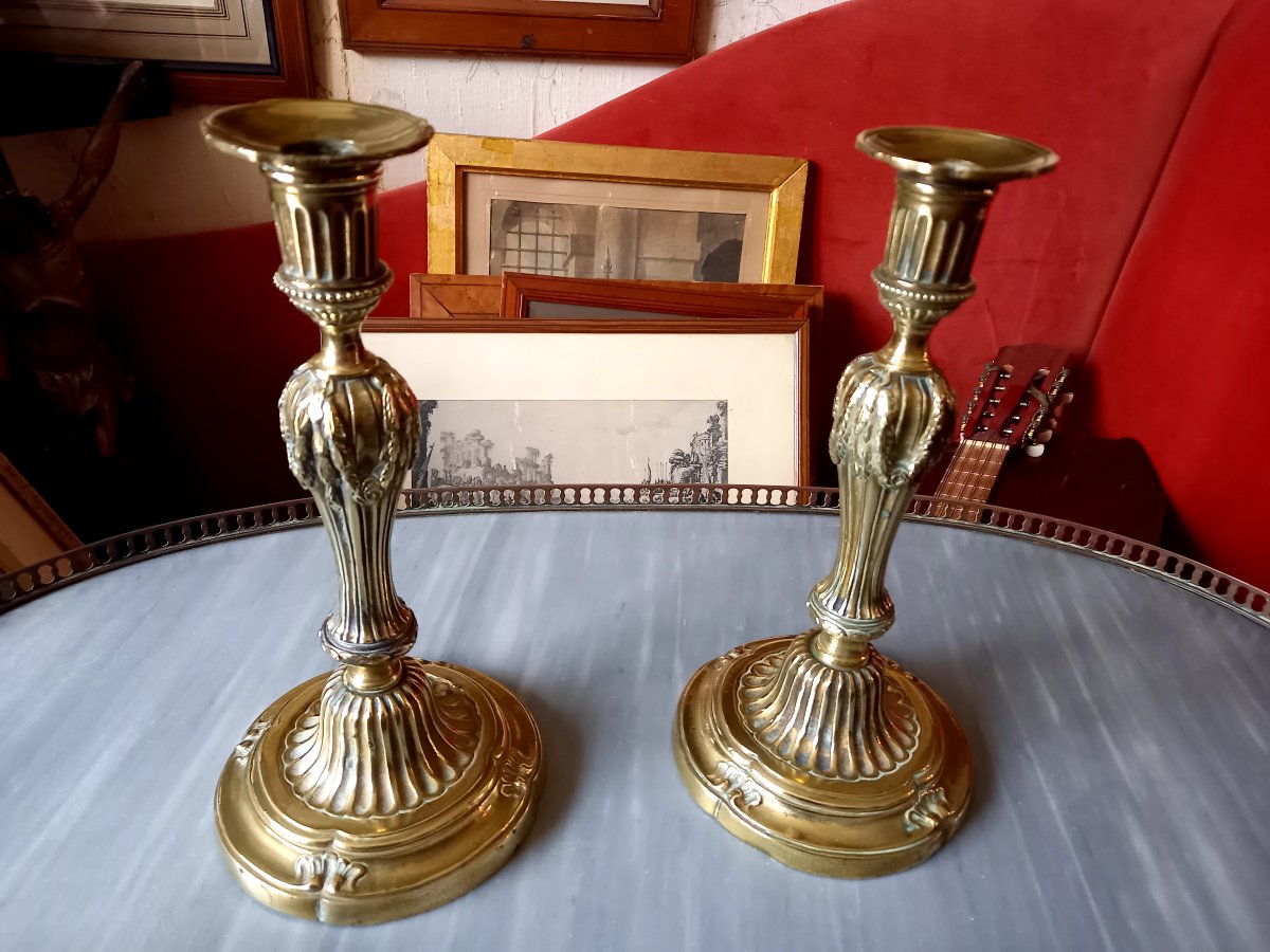 Pair Of Louis XVI-style Candlesticks. Made In The 19th Century 