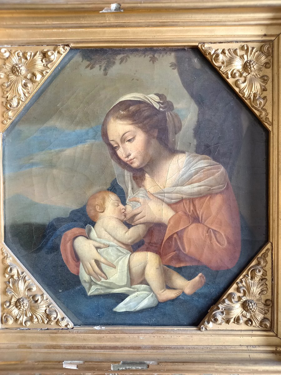 D'après Francesco Guarino . La Vierge allaitant l'enfant Jésus 