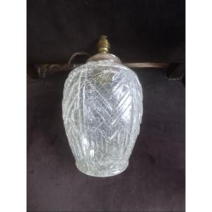 Art Deco Cracked Glass Lamp Base 