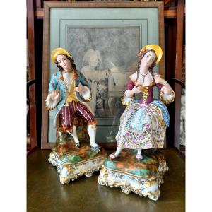 Paris Porcelain: Pair Of Bottles In The Shape Of Gallant Subjects