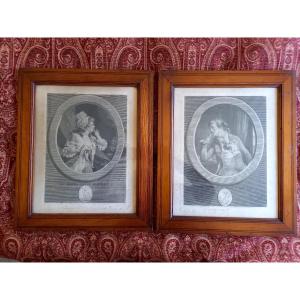 Augustin de Saint Aubin : paire de gravures XVIIIE 