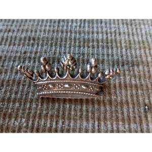 Broche XIXe,  couronne en argent 