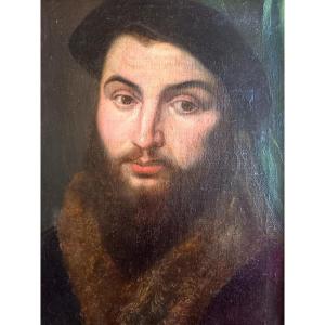 D'après Paris Bordone . Détail d'un portrait 