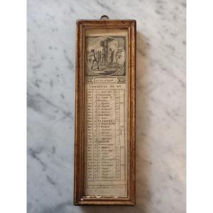 Cadre contenant le calendrier complet pour l'an XII