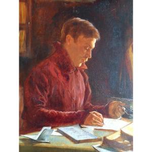 André Marchand.  1898 . Portrait de Paul Reboux à sa table de travail 