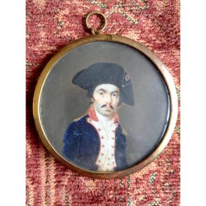 Circa 1790 Miniature Depicting A Young Officer Of The National Guard