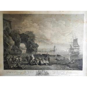1785. Engraving After Joseph Vernet.  View Of Pausylipe, Near Naples