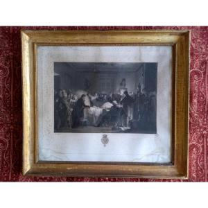 The Last Moments Of The Duke Of Berry.  Engraving After A Painting By Evariste Fragonard
