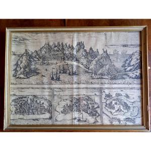 Late 16th Century. Engraving Depicting African Trading Posts