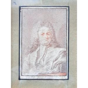 Vers 1720 /1730 . Dessin à  la sanguine. Portrait de Christian Wolff mathématicien et penseur 