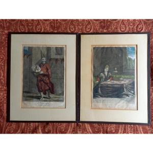 Two Color Engravings Taken From Mr. De Ferriol's Collection On The Peoples Of The Levant 