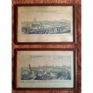 Jacques Rigaud, Engraver. The Siege Of Barcelona, 1713–1714. Two Engravings