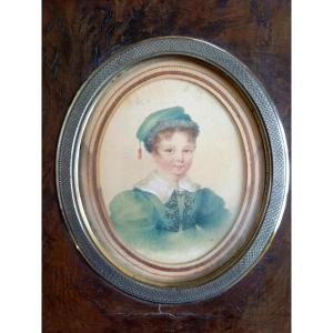 Vers 1830. Miniature. Portrait d'enfant