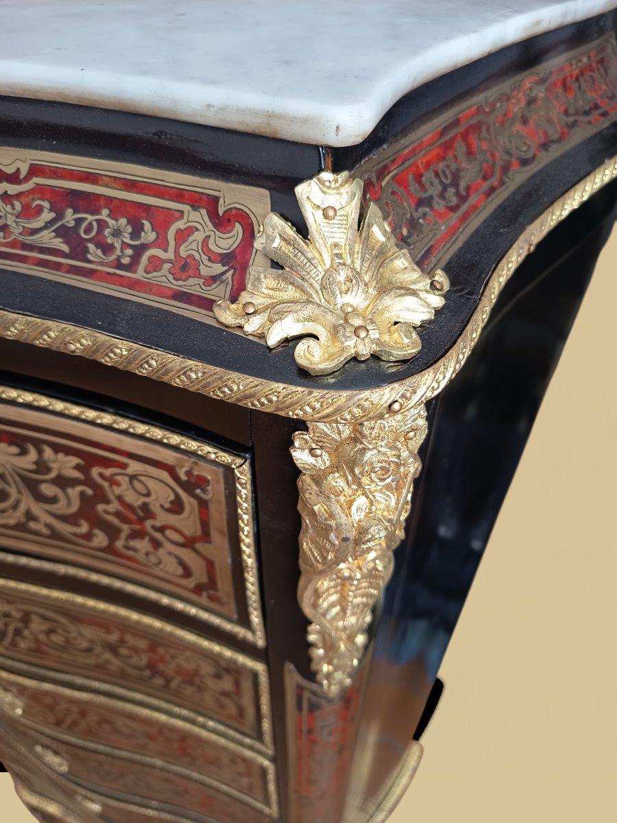 Boulle Marquetry Secretary Desk, Napoleon III Period (romain Magniant, Gilder)-photo-1