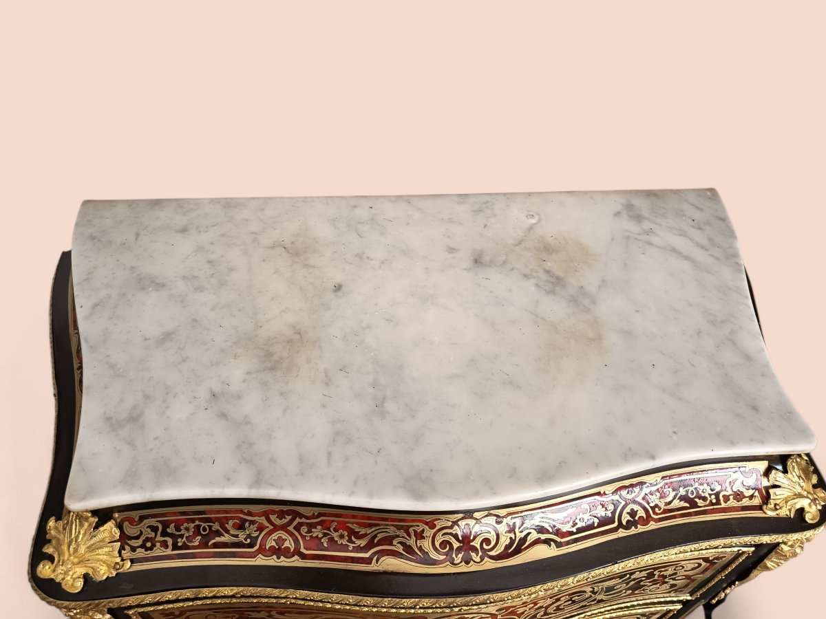 Boulle Marquetry Secretary Desk, Napoleon III Period (romain Magniant, Gilder)-photo-4