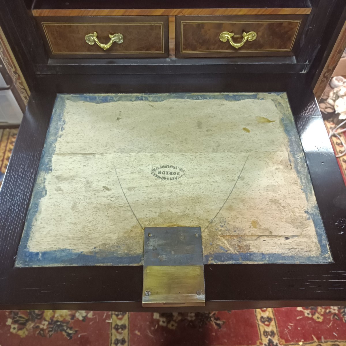 Boulle Marquetry Secretary Desk, Napoleon III Period (romain Magniant, Gilder)-photo-5