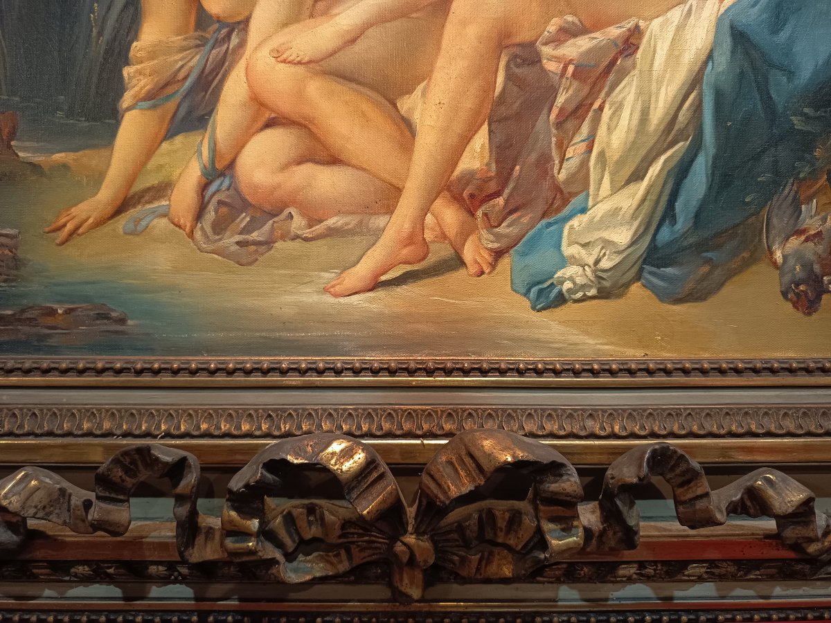 Louis XVI Trumeau: "diane Emerging From The Bath" By François Boucher -photo-4