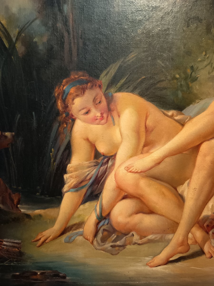 Louis XVI Trumeau: "diane Emerging From The Bath" By François Boucher -photo-3