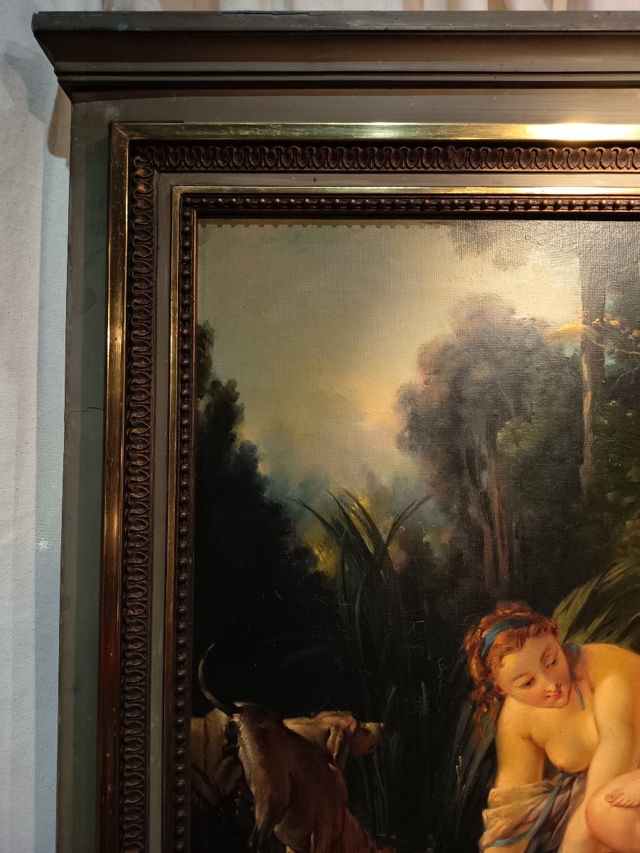 Louis XVI Trumeau: "diane Emerging From The Bath" By François Boucher -photo-8