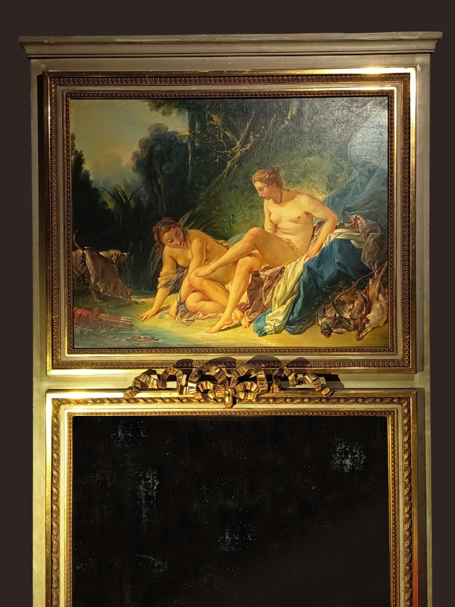 Louis XVI Trumeau: "diane Emerging From The Bath" By François Boucher 