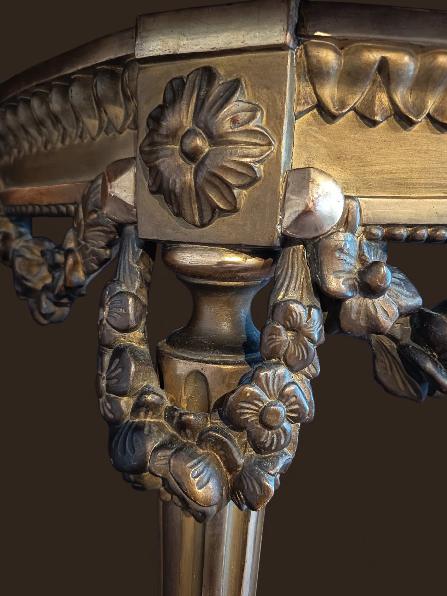 Petite console Louis XVI en bois doré -photo-2